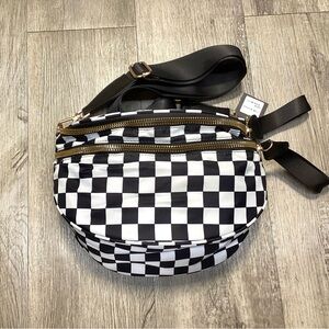 Large Black Checkered Crossbody